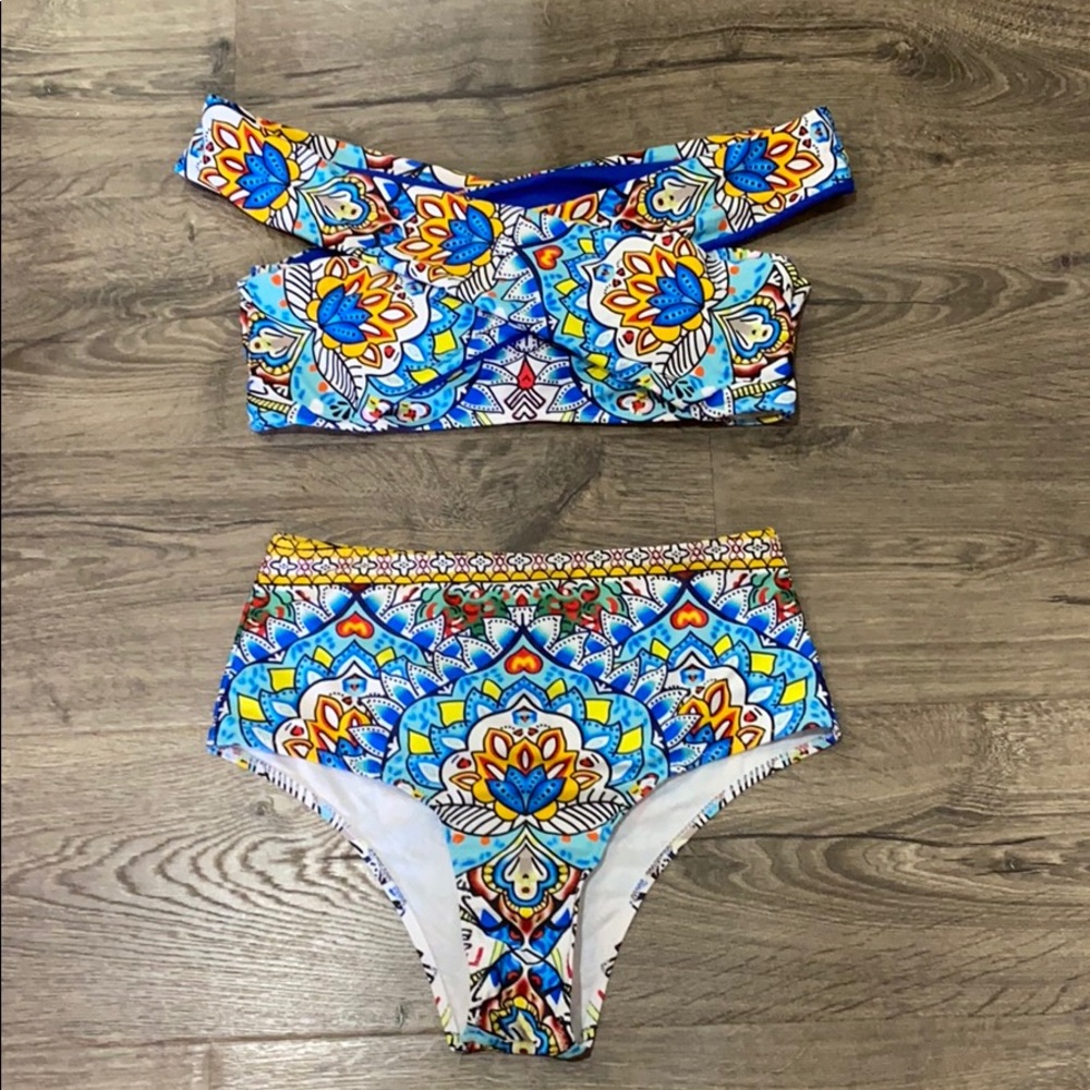 Bright Swimwear high waisted off shoulder size L